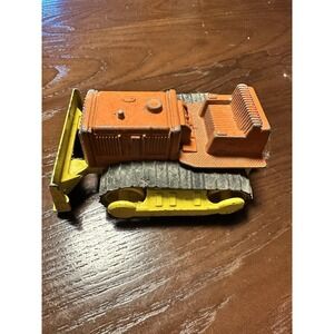 Vintage Tootsie Toy Diecast Bulldozer Yellow & Orange 5 inches Long 1960's USA